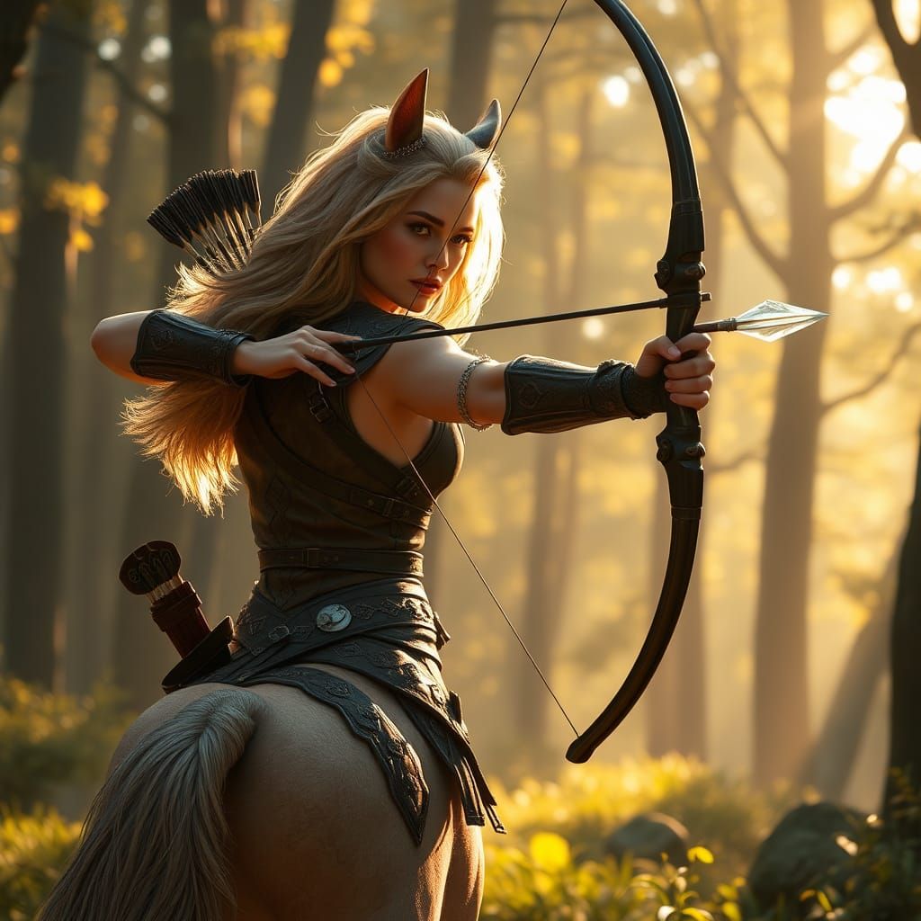 Margot Robbie as a gorgeous centaur archer.