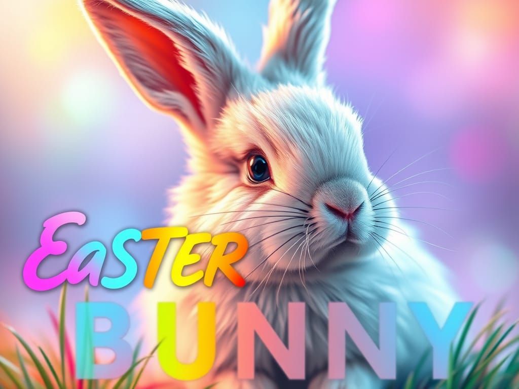 Easter Bunny in Vibrant, Cyberpunk Wonderland