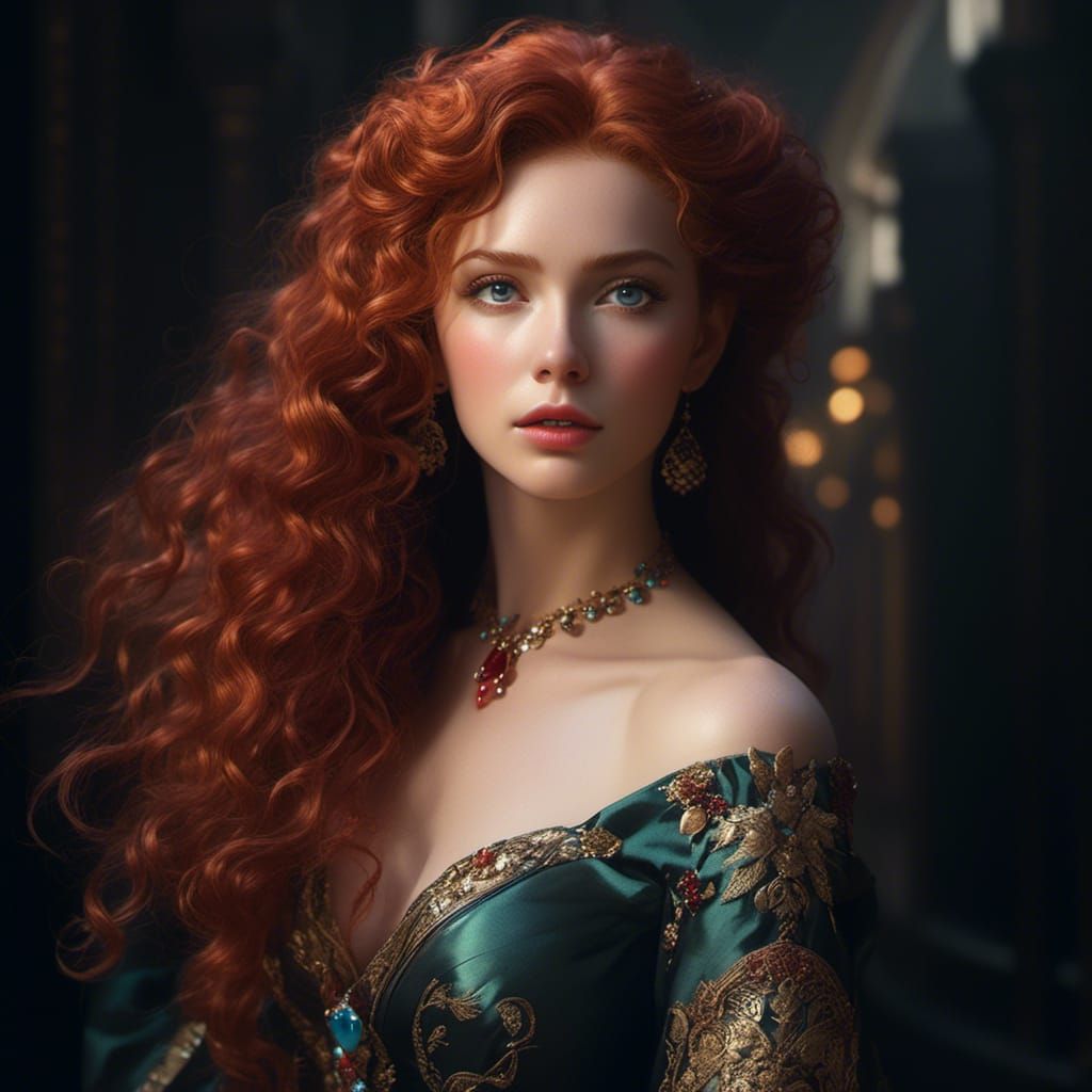 Red-Haired Goddess Portrait in Fantasy Style