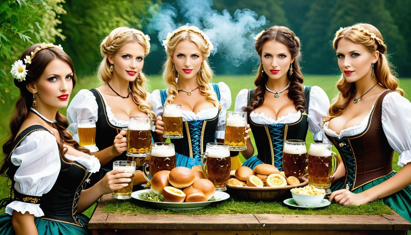Oktoberfest Celebration in Hyperrealistic Digital Art