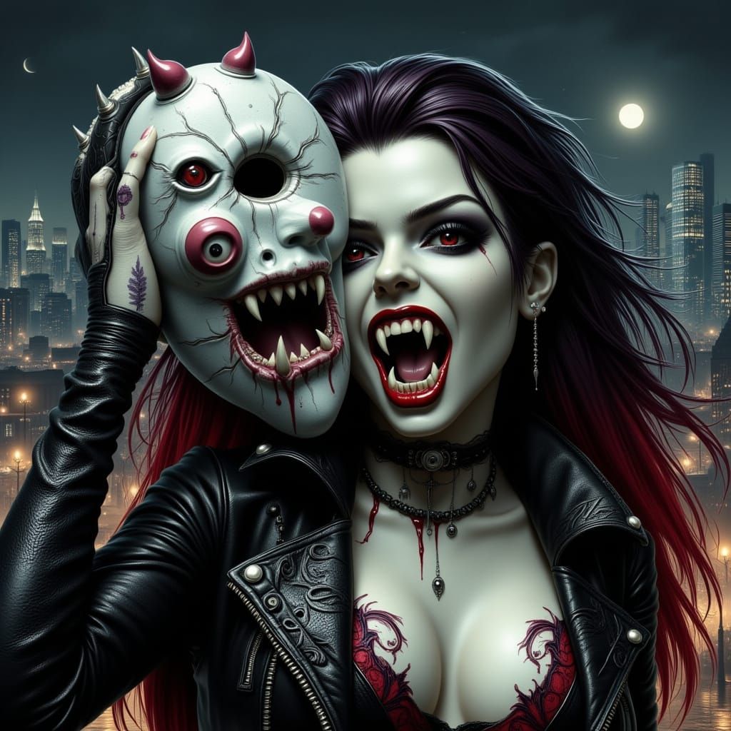 Monsters We Are Lest Monsters We Become... <lora:GothipunkVampsFLUX:1.0> <lora:DELICATE MONSTERS:1.0>