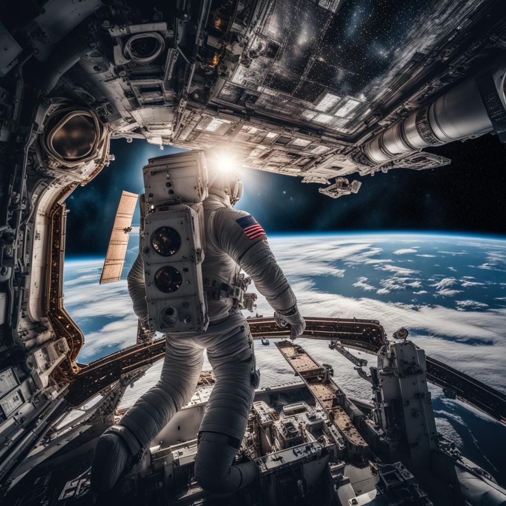 Astronaut in Space: Hyperrealistic 64 Megapixel Image