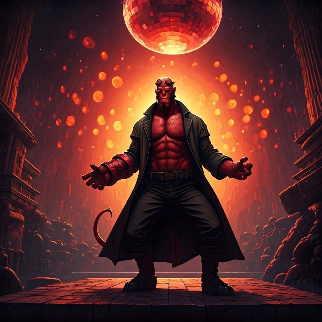 Hellboy Dancing: Detailed Fantasy Concept Art