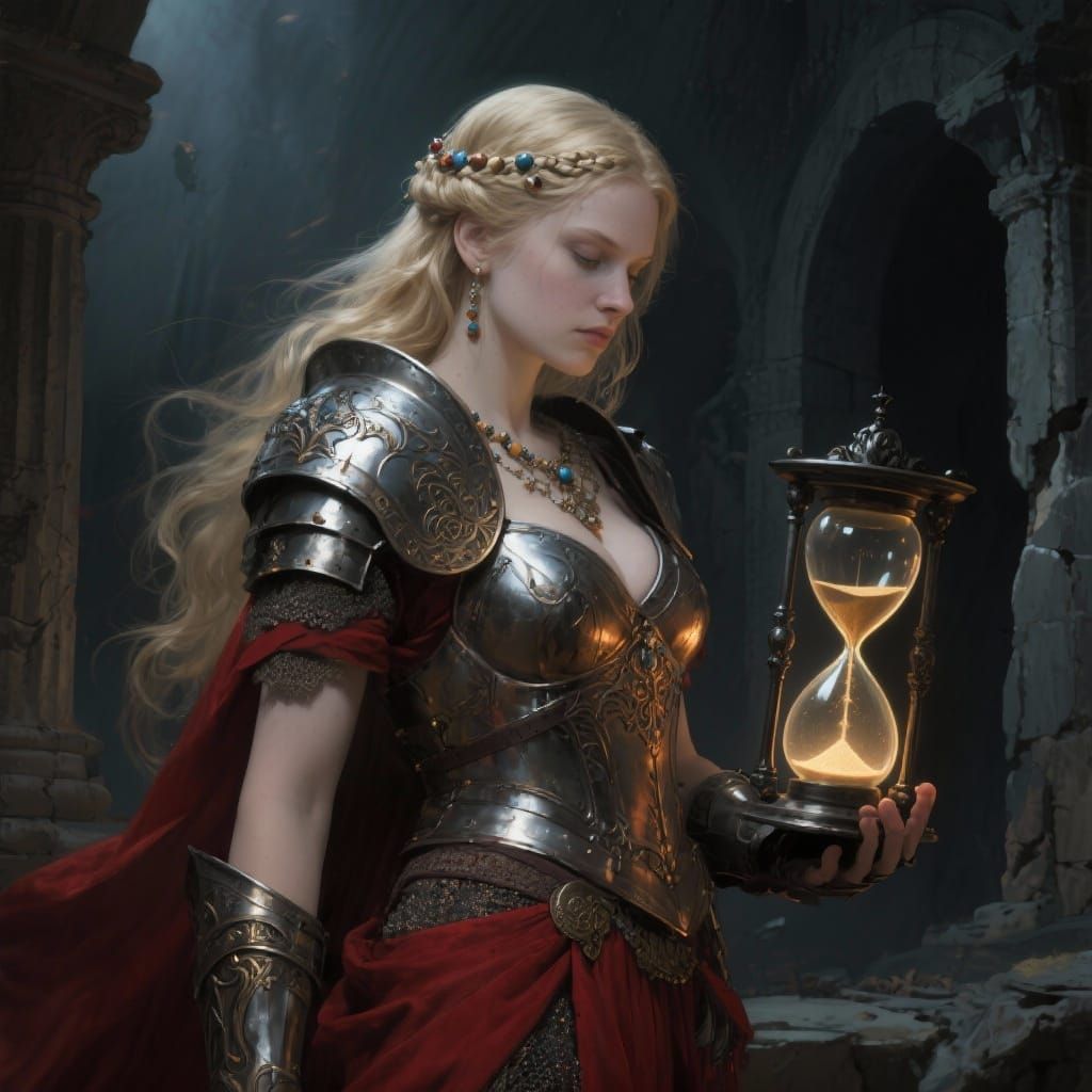 Greek Warrior Goddess with Hourglass Digital Art