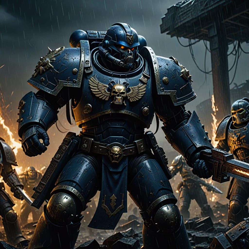 Space Marine vs Orc: Warhammer 40K Concept Art