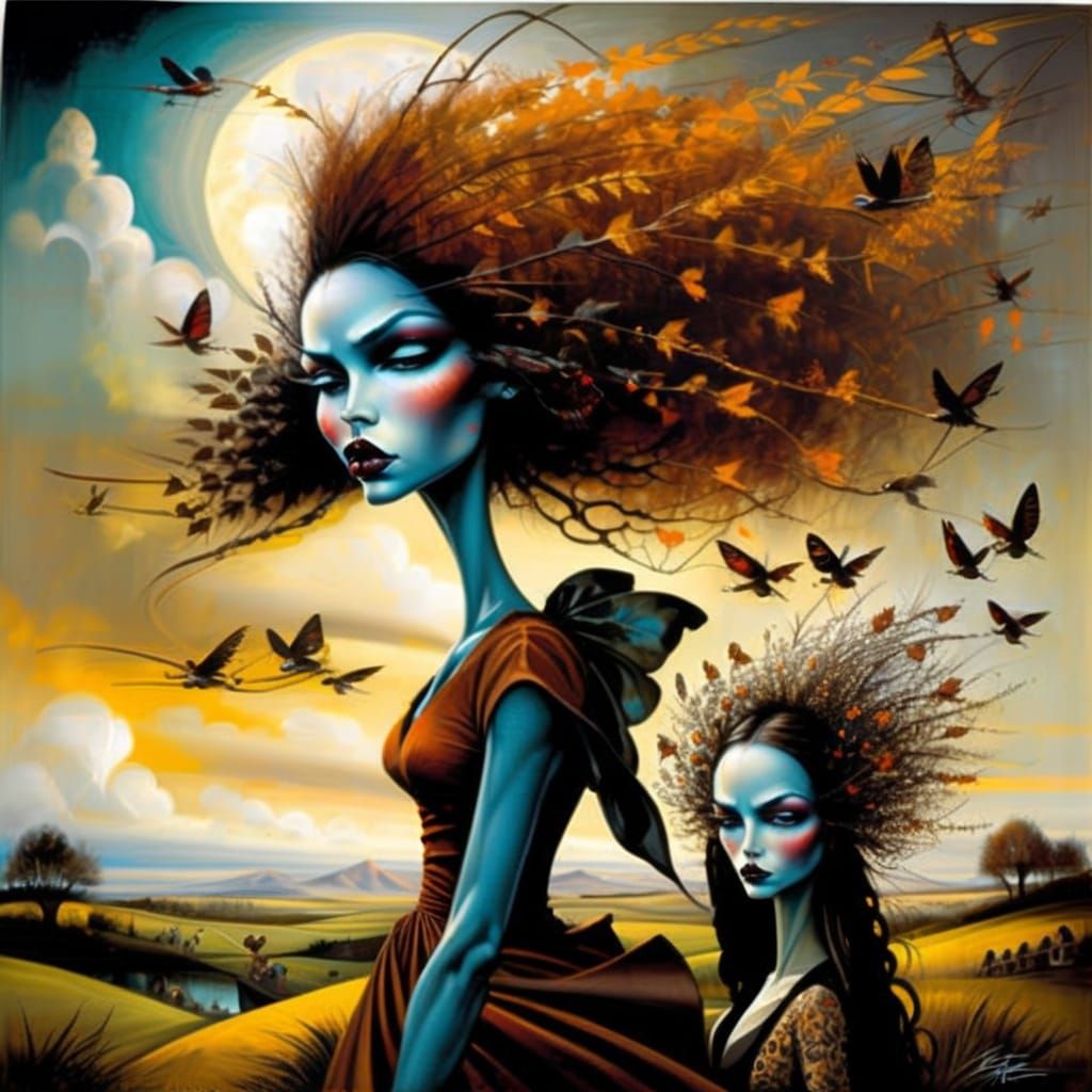 Ethereal Figures in a Dreamlike Landscape