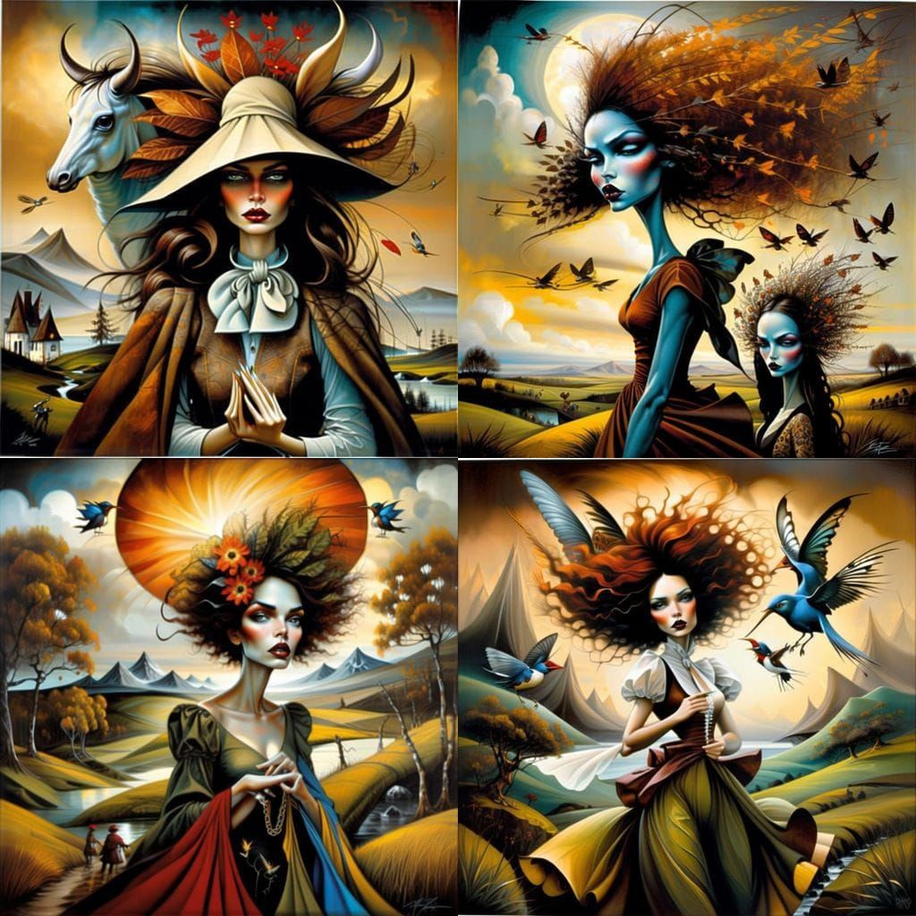 Surreal Figures in a Dreamlike Forest