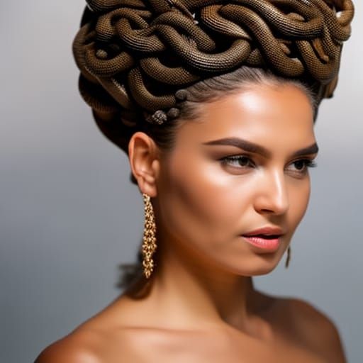 Stunning Reptilian Woman with Snake Hair, Photorealistic