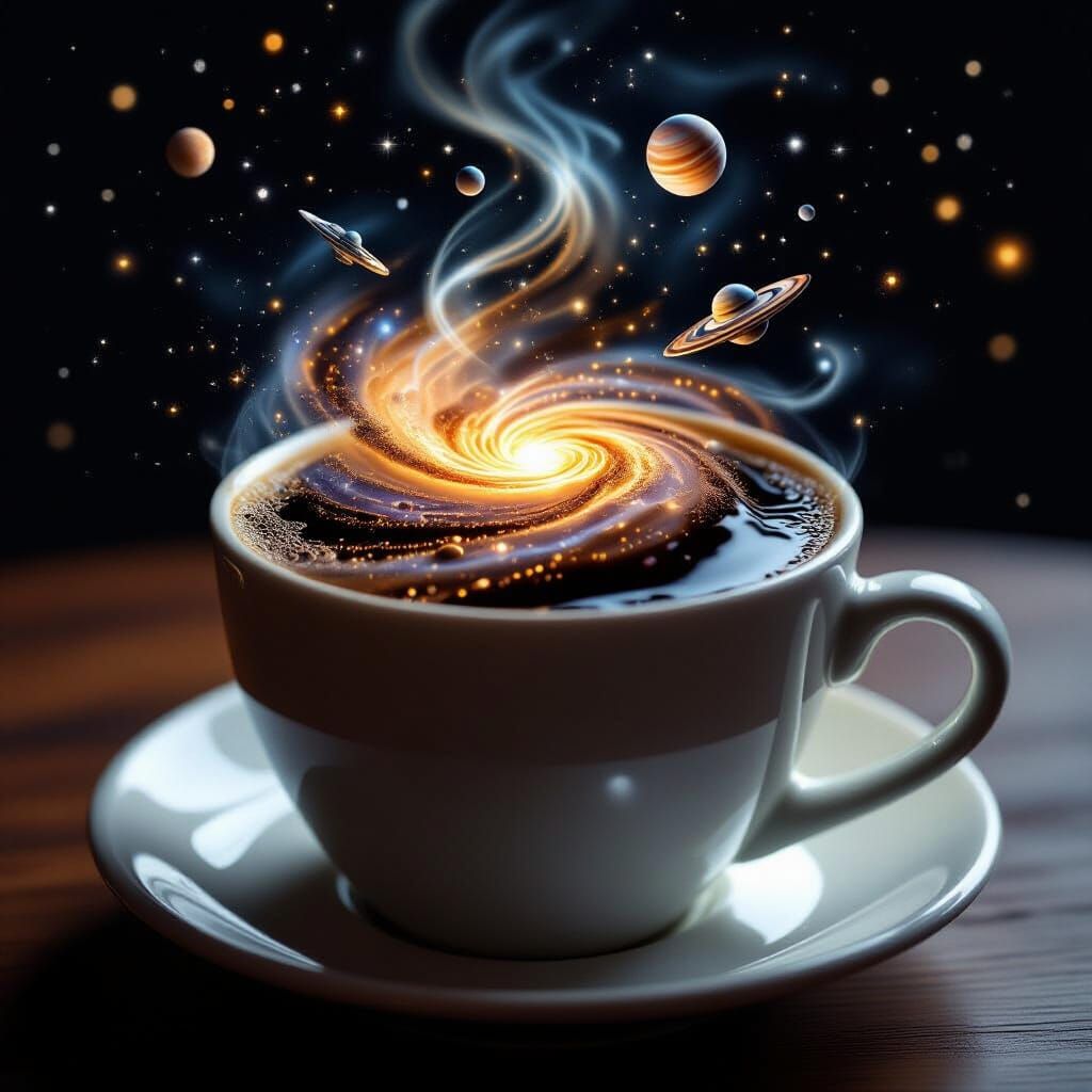 Cosmic Espresso: Galaxy Swirls in Coffee Mug
