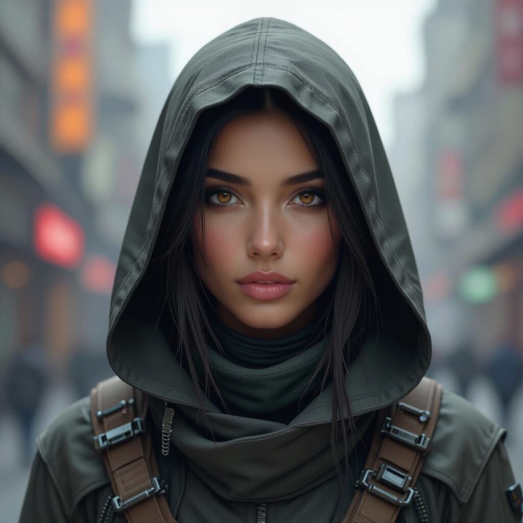 Cyberpunk Avatar with Metallic and Neon Accents