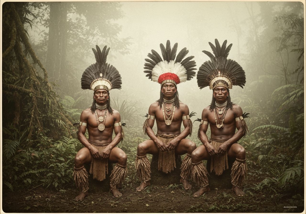 Amazonian Headhunters in Vintage Photography Style