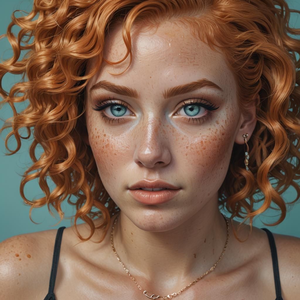 Hyperrealistic Portrait of Woman with Orange Hair