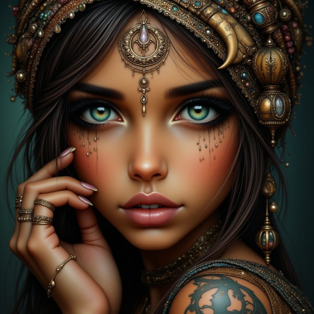 Sensual Veiled Moroccan Beauty with Emerald Eyes