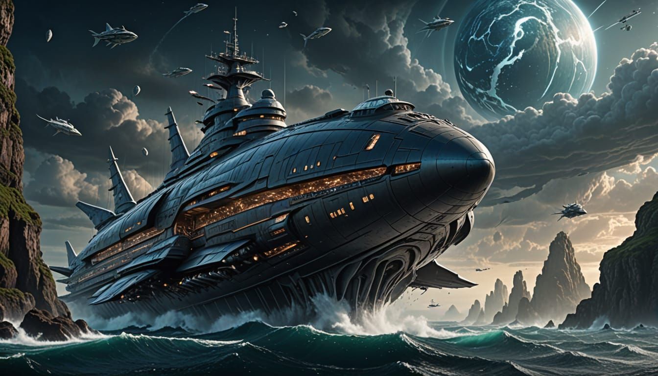 Starship Leviathan: Epic Cinematic Digital Matte Painting