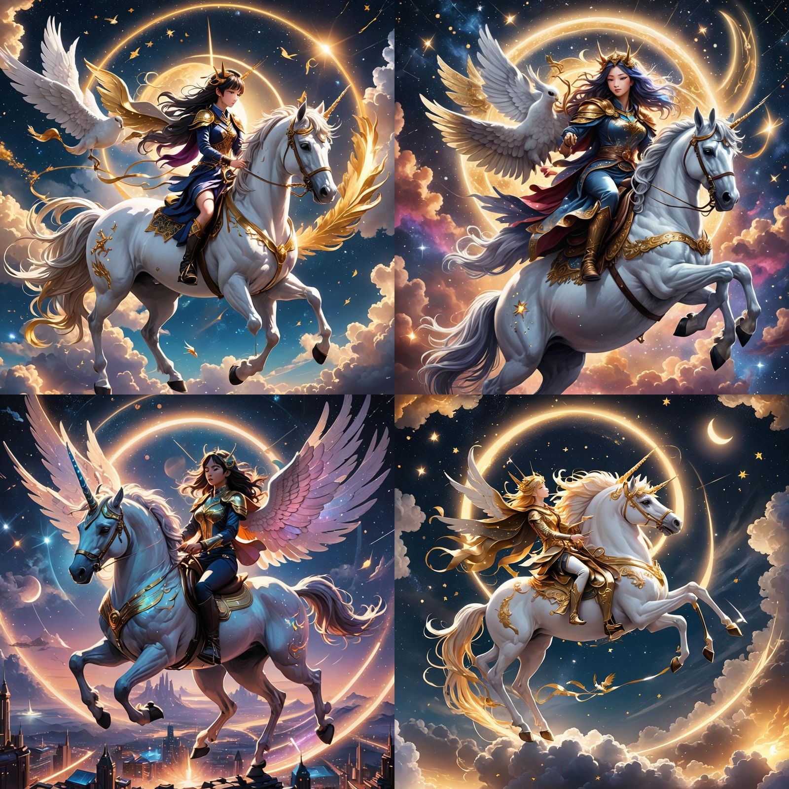 Mystical Pegasus Ride Through Orion in Anime Style