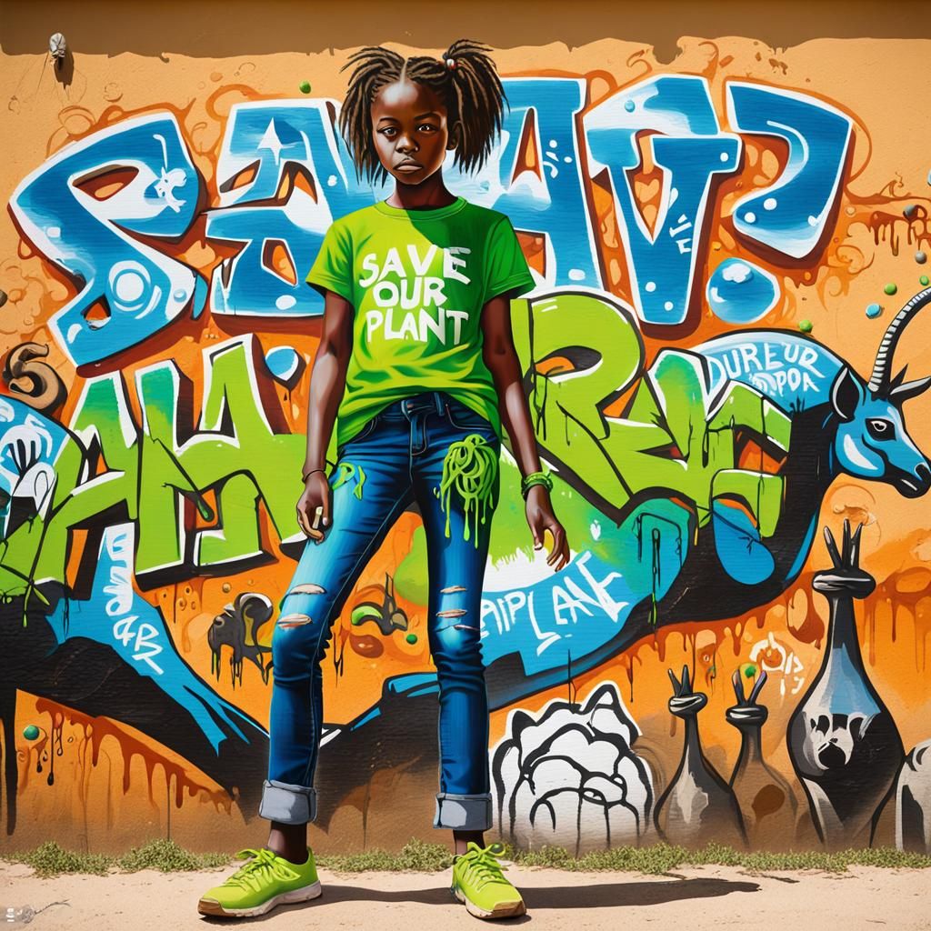 Vibrant Graffiti Mural: Save Our Planet