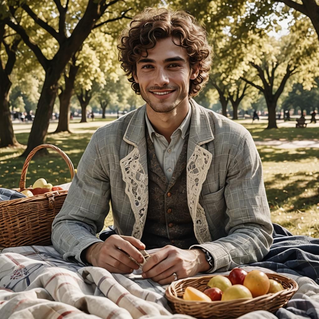 Picnic in the Park: Art Nouveau Illustration