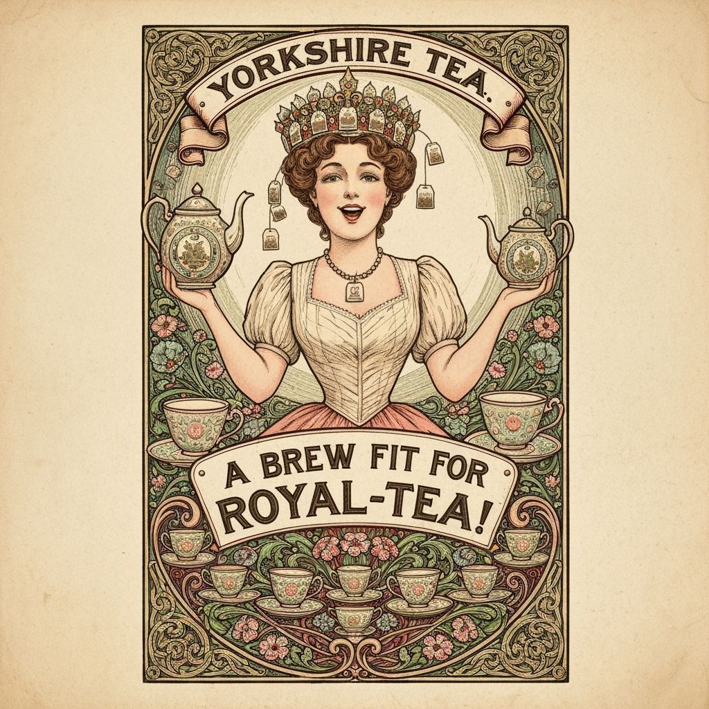 Victorian Yorkshire Tea Ad Poster with Royal Woman