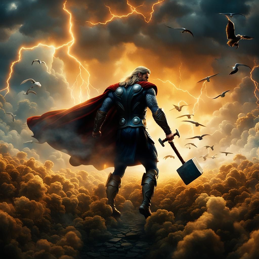 Thor Descends: Dramatic Cinematic Still