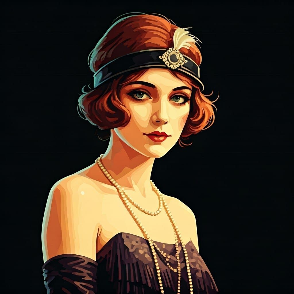 Vibrant 1920s Flapper Girl Pixel Art