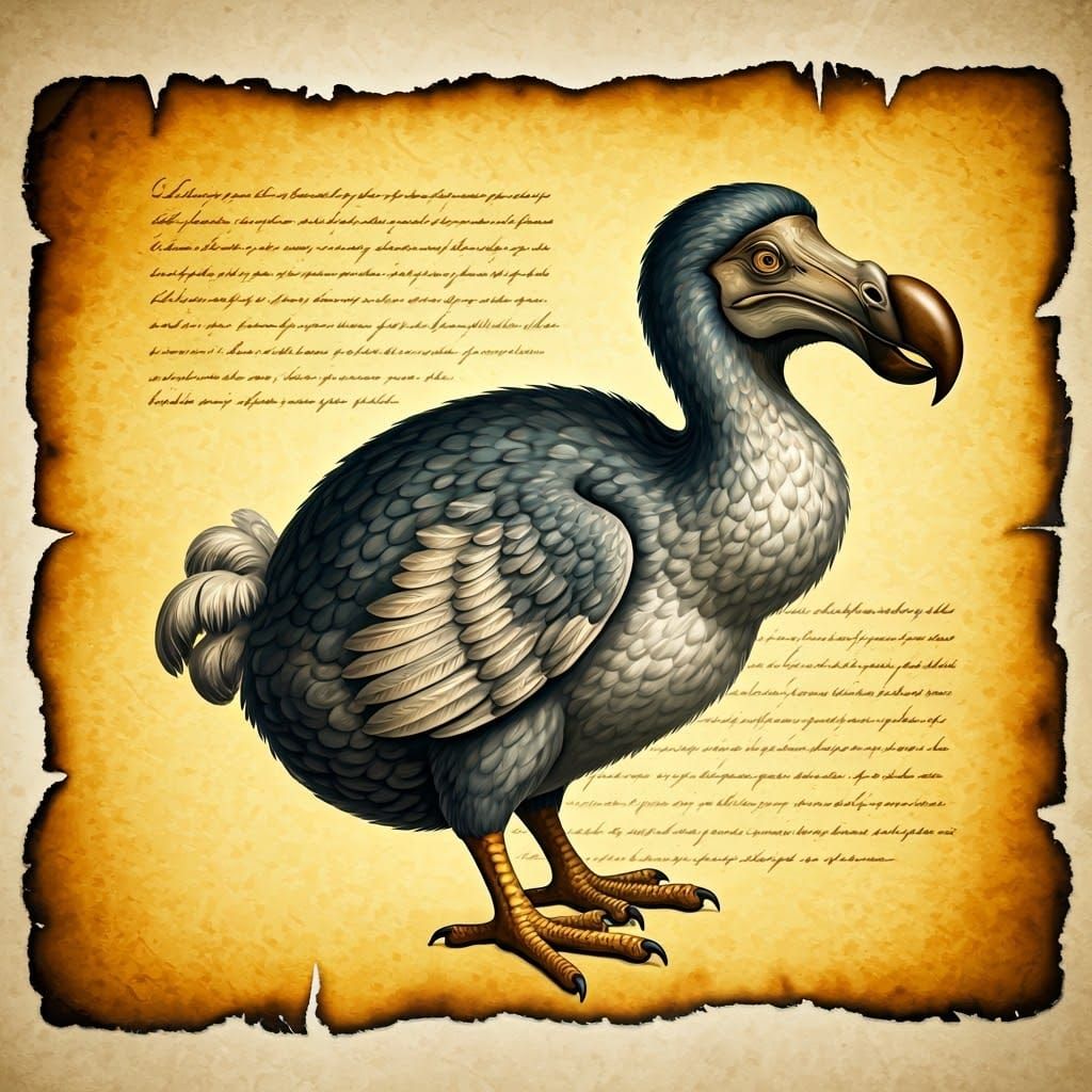 Antique Dodo Bird Illustration in 18th-Century Style