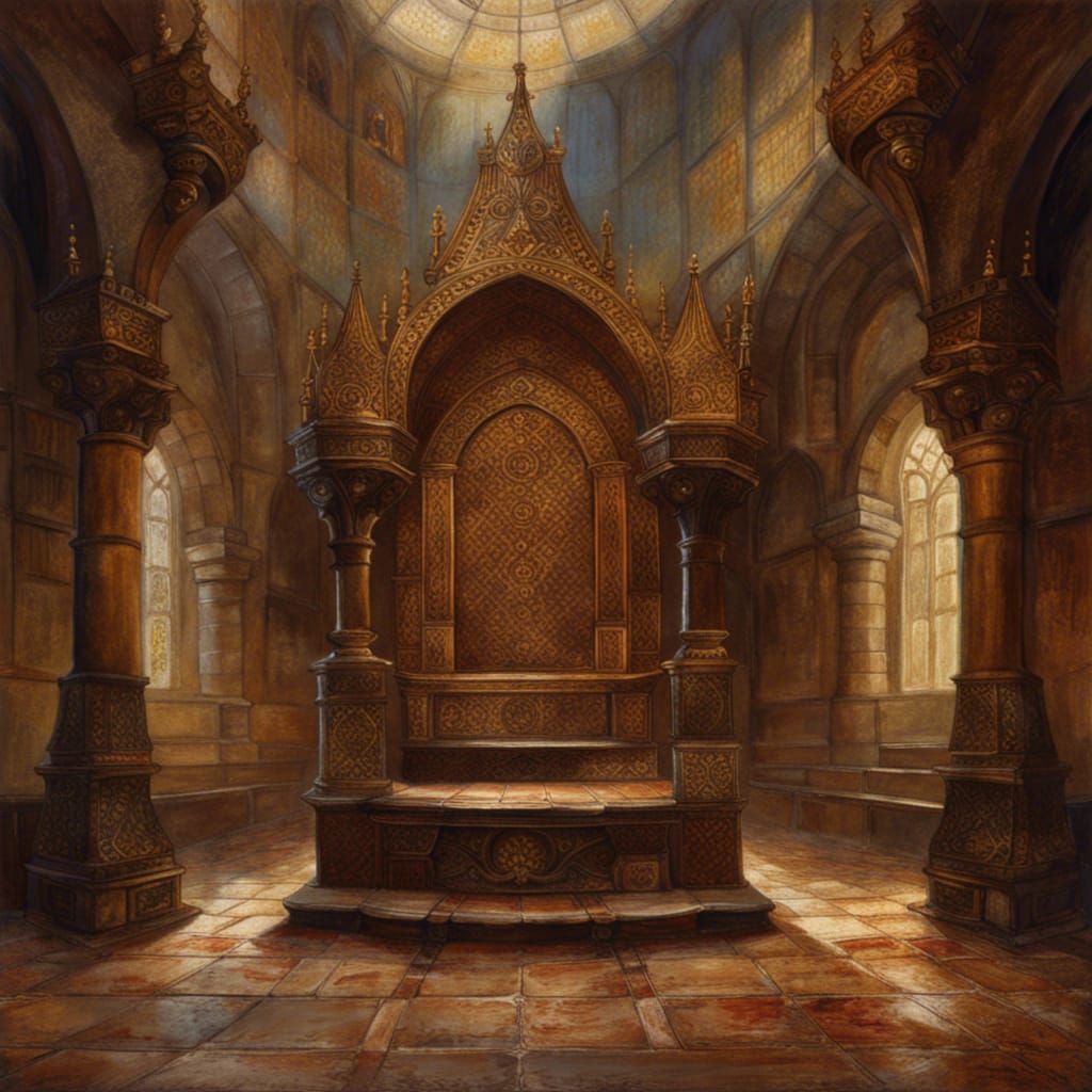 Grand Castle Throneroom in Oil Painting Style