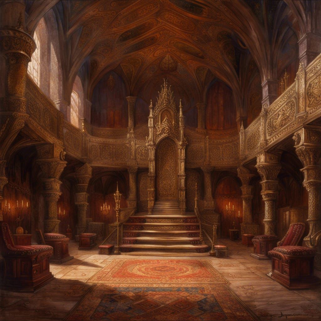 Grand Throne Room in a Medieval Castle