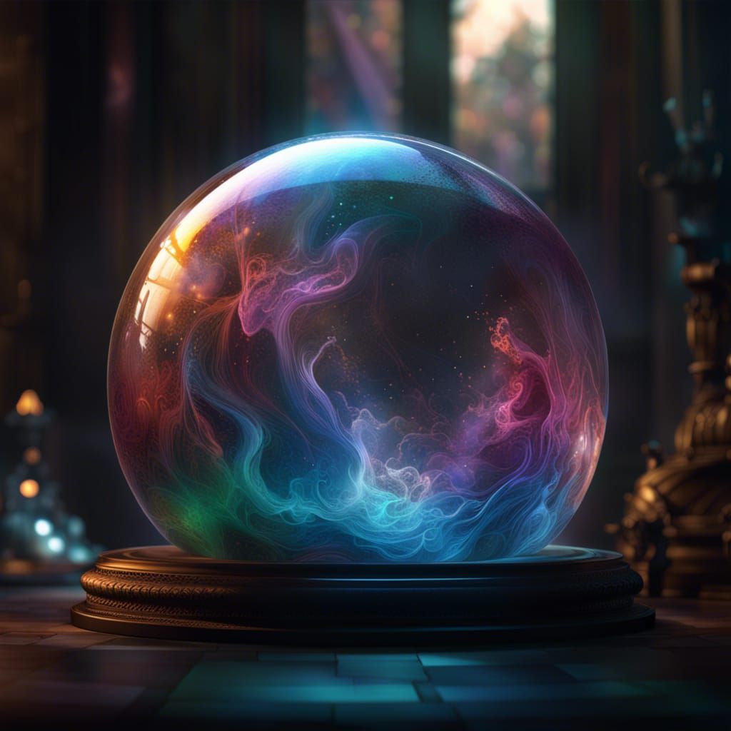 Colorful Mist in Glass Sphere: Fantasy Art