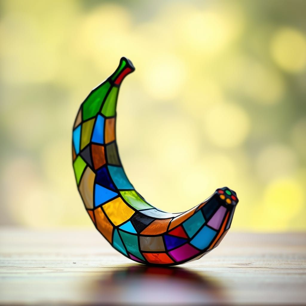 Vibrant Stained Glass Banana in 3D