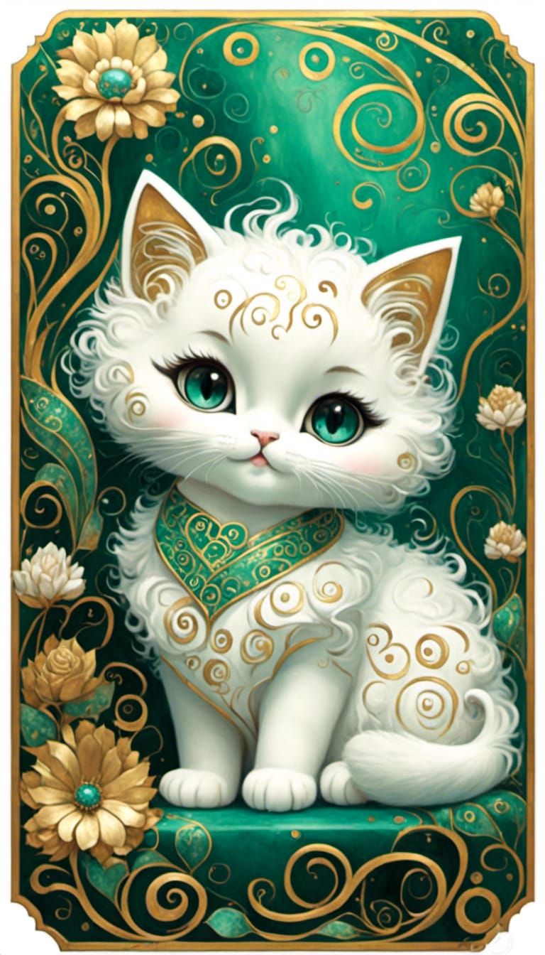 <lora:Klimt Craft:1.0> a very fluffy soft sweet smile chibi ...