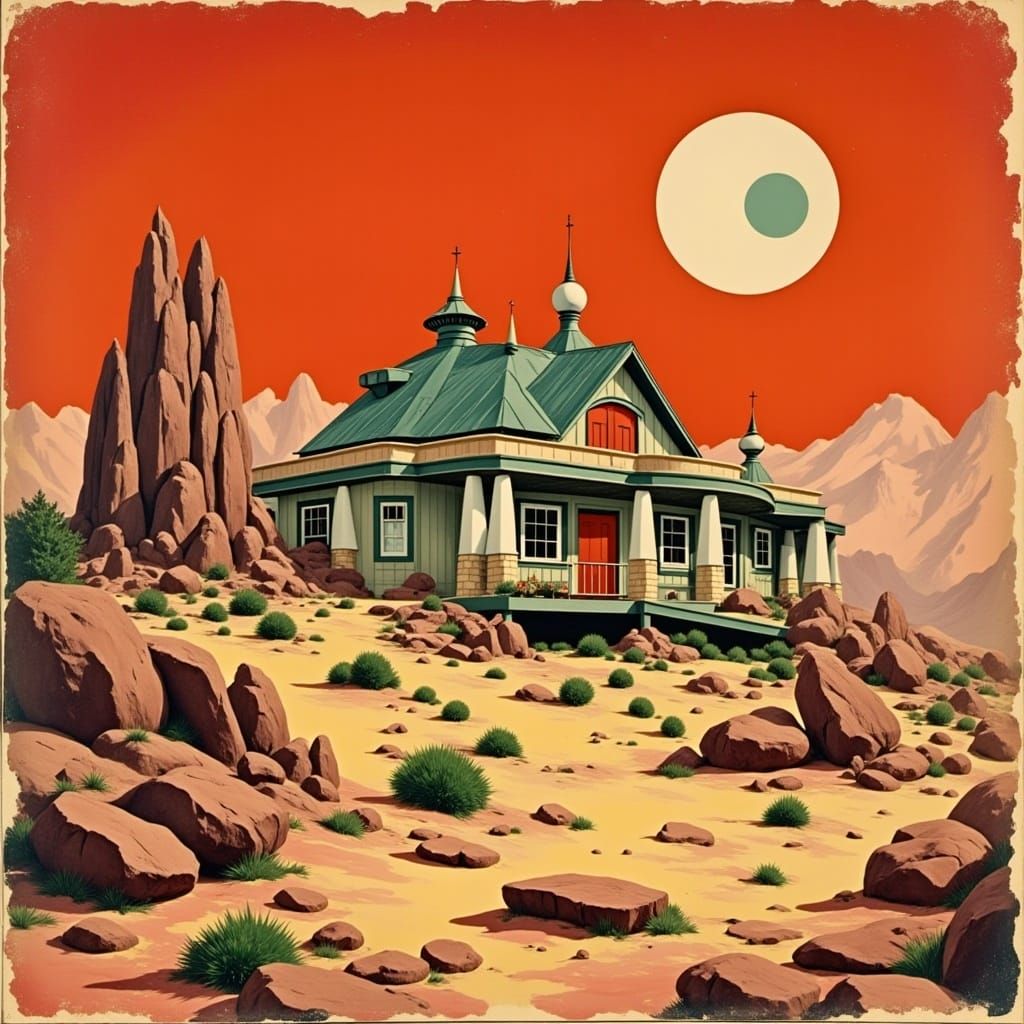Retro Sci-Fi Cover: Martian Homestead