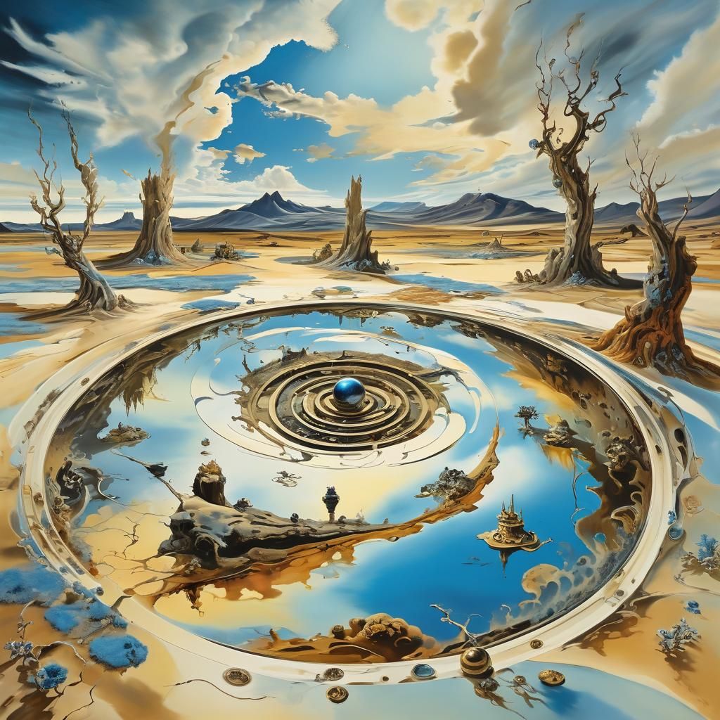Surreal Landscape with Elastic Flora in Dali Style