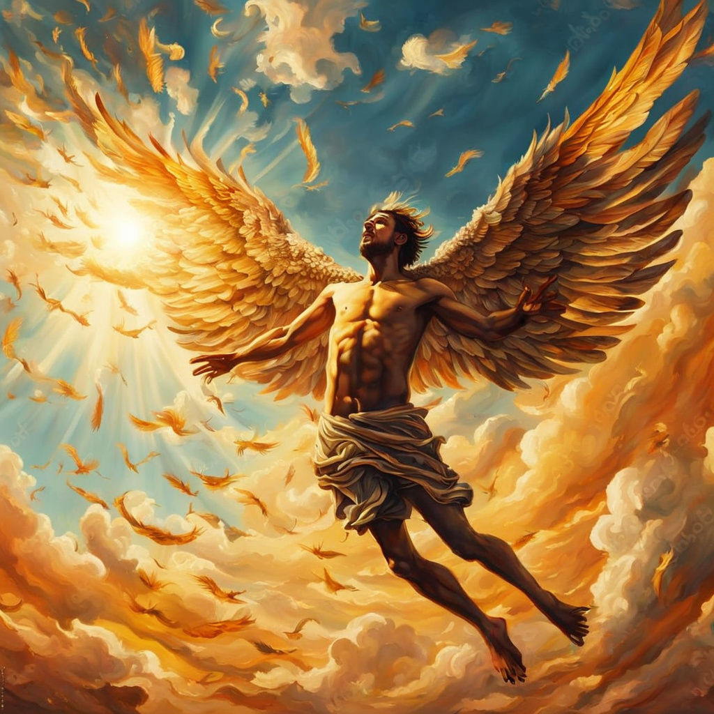 Icarus's Flight: A Surreal Oil Painting