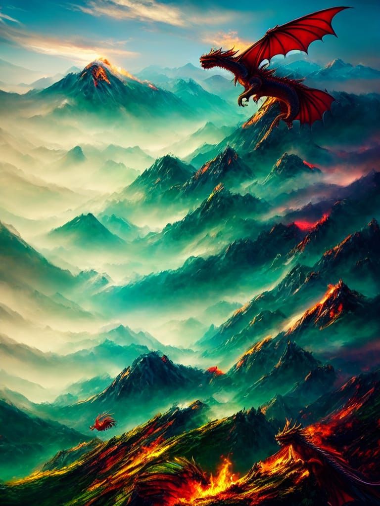 Dragon King Exhaling Emerald Fire, Cinematic Still