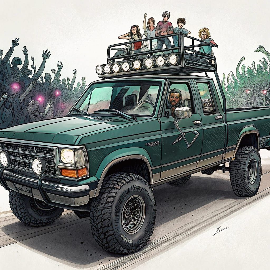 Vintage Ford Ranger Woodcut Art