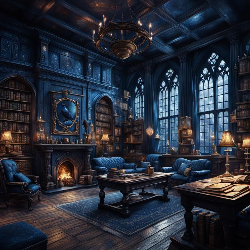 Detailed Ravenclaw Common Room in Digital Matte Painting