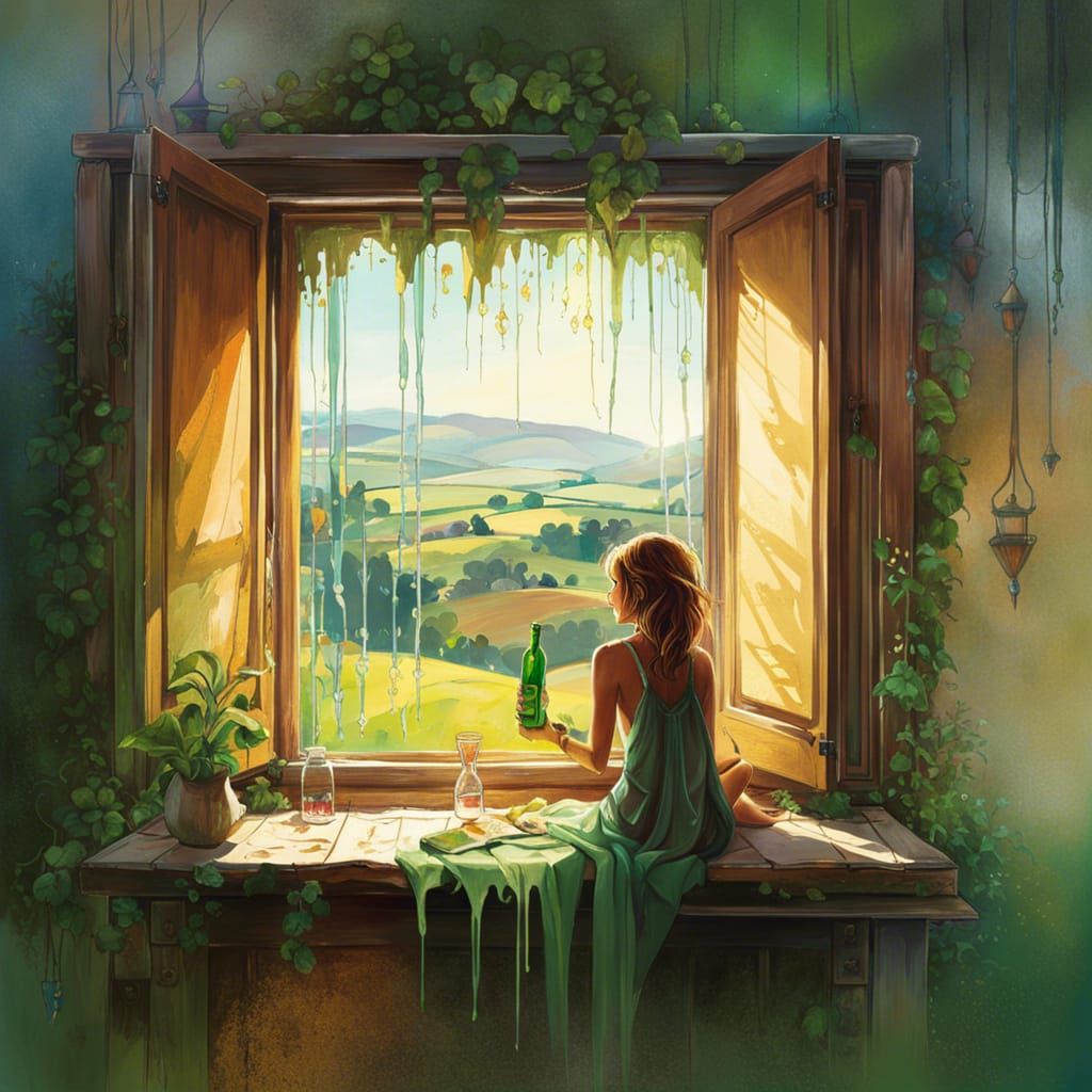 Sunny Tuscan View Through an Alien Window