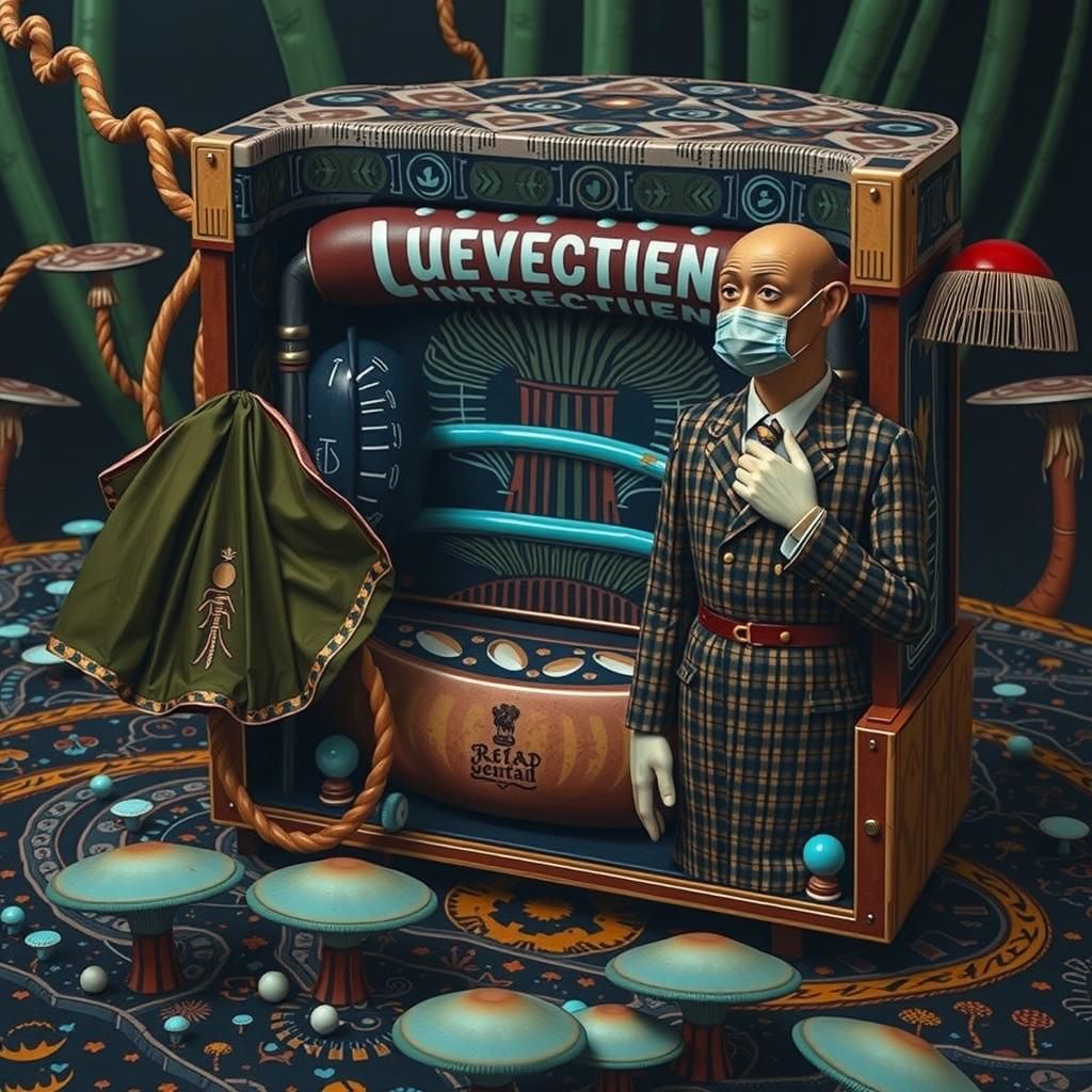 Indonesian Bureaucrats in a Linocut Landscape