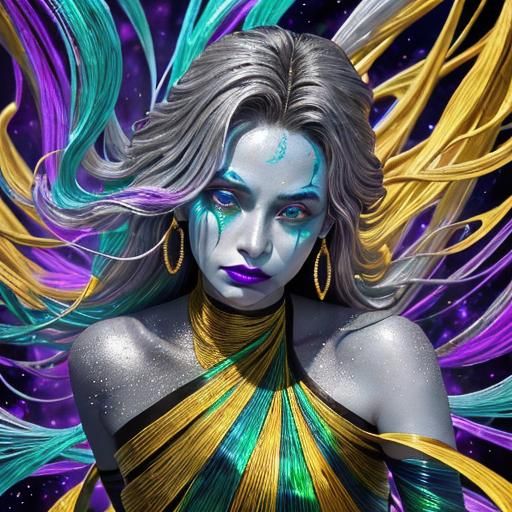 Ethereal Figure Emerges from Psychedelic Fractals