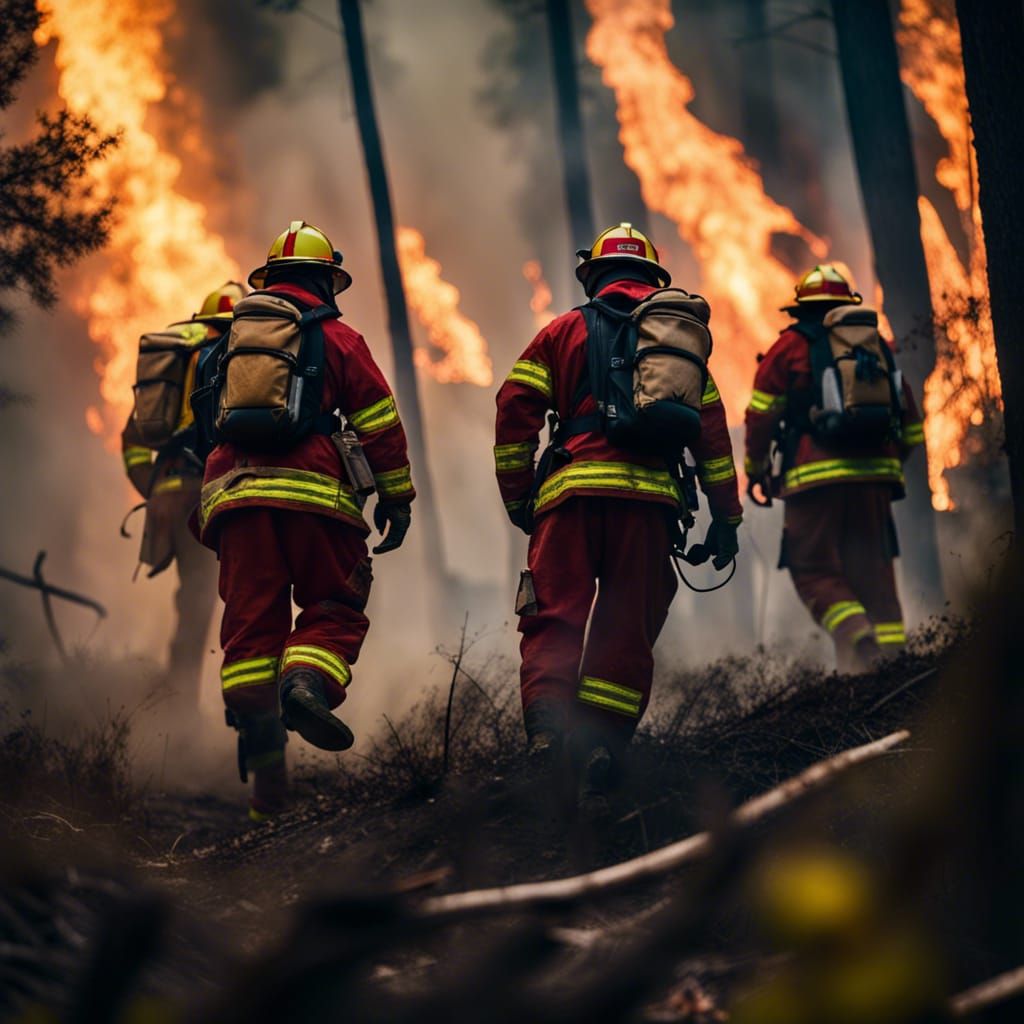 Firefighters Fight Wild Forest Fire in Photo-Realistic Style