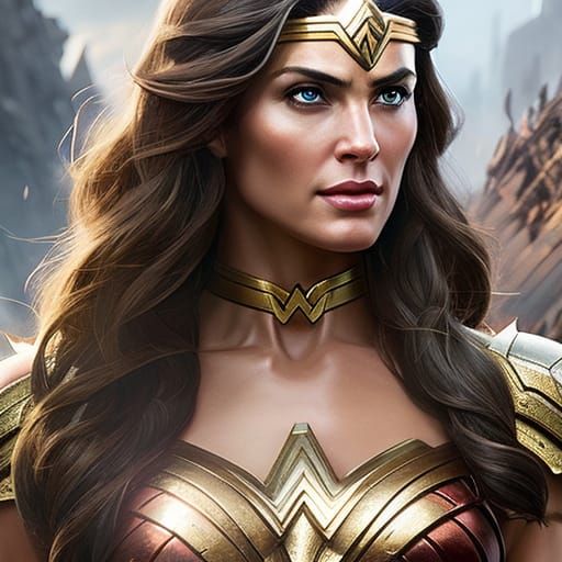 Wonder Woman Portrait in Comic Book Art Style