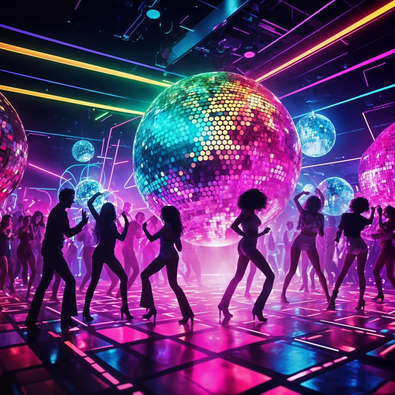 Disco Era Dance Party in Vibrant 1970s Style