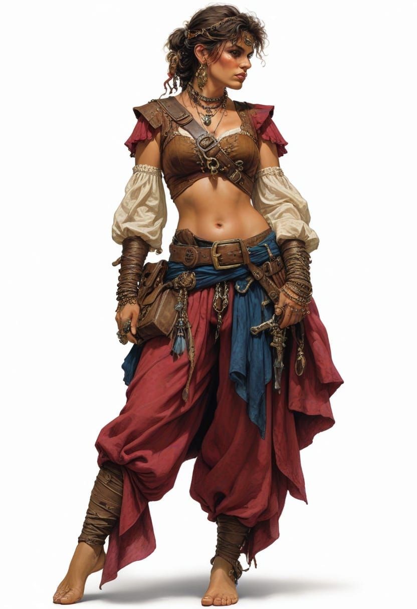 18th Century Pirate Tomboy in Vibrant Fantasy Style