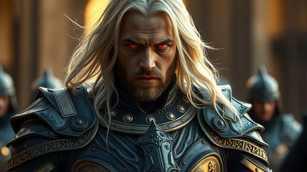 Cyberpunk Knight Leader with Red Eyes