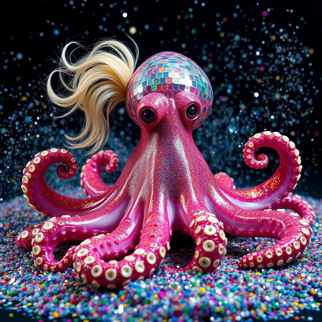 Vibrant Wolpertinger Embodies Pride and Whimsy in a Glitteri...