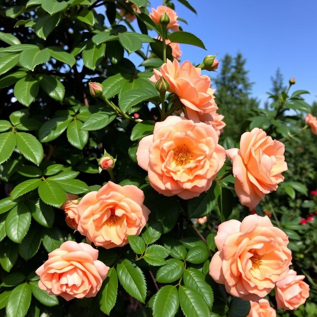 Apricot Rose Climber in Impressionist Style