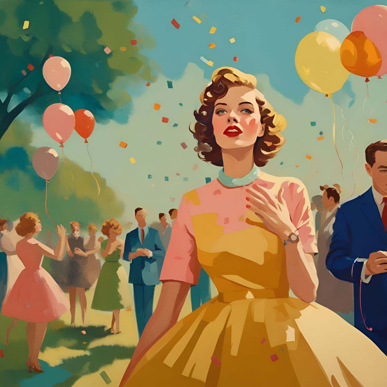 1950s Garden Party with Expressionist Flair