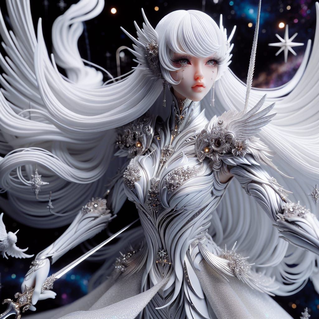 Anime Warrior Woman in 3D Style with Sword