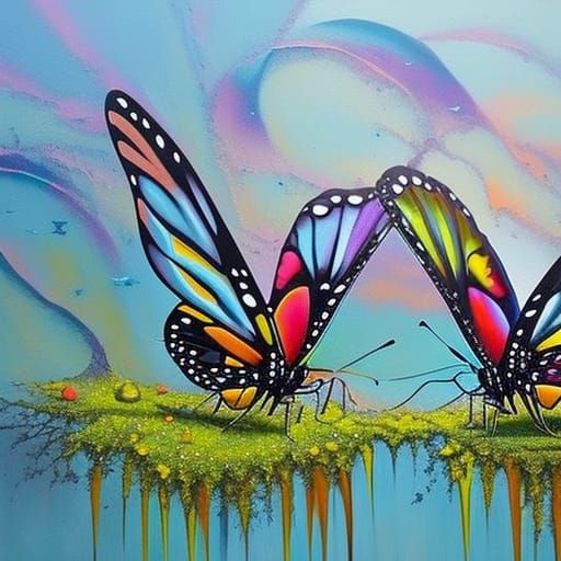 Butterflies in Graveyard Graffiti Art