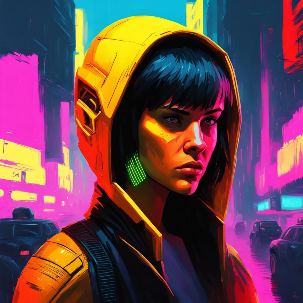 Head Explosion in Paint: Cyberpunk Neon